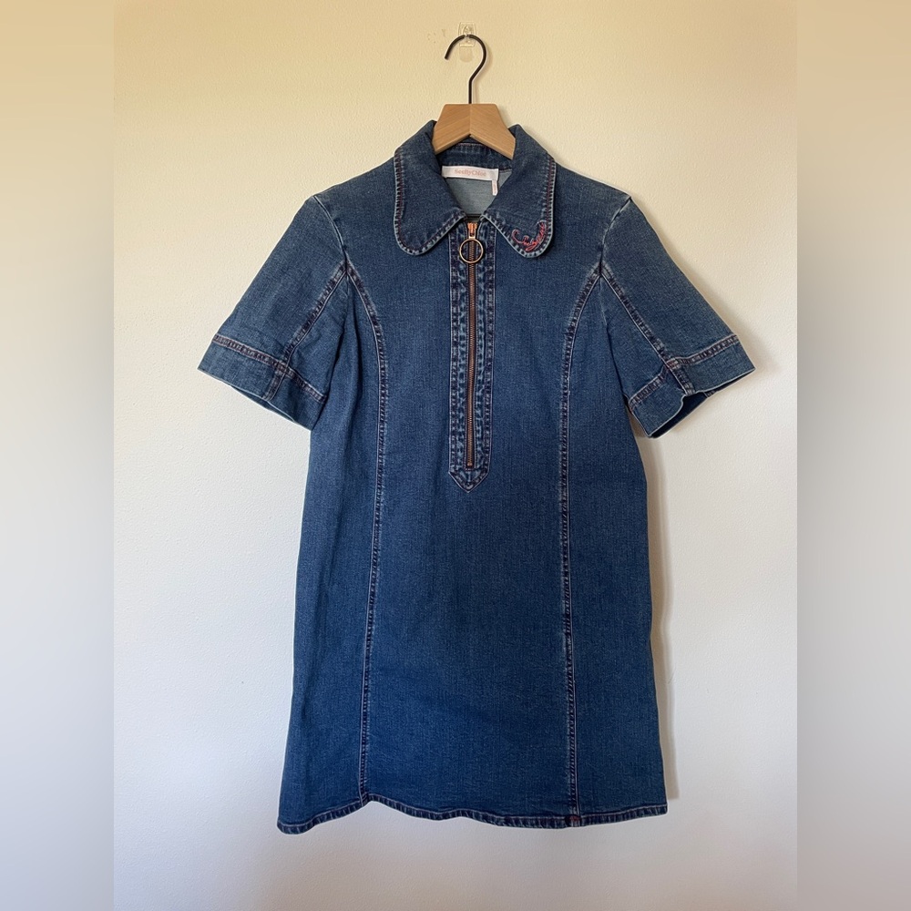 See By Chloe: Denim Mini Dress (Size 40/8-10)
